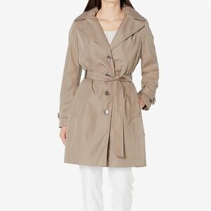 New Calvin Klein Single Breasted Belted Rain Jacket Tan Trench coat Owl M
